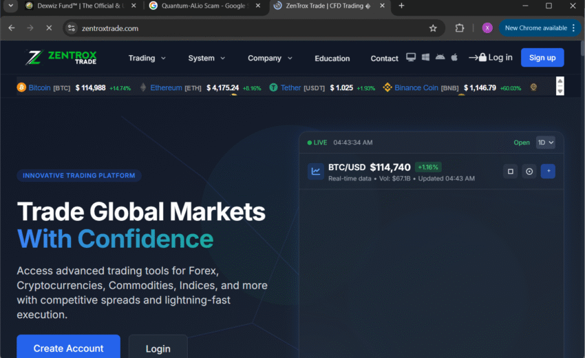 ZentroxTrade.com Scam Review (2025) : Investor Alert