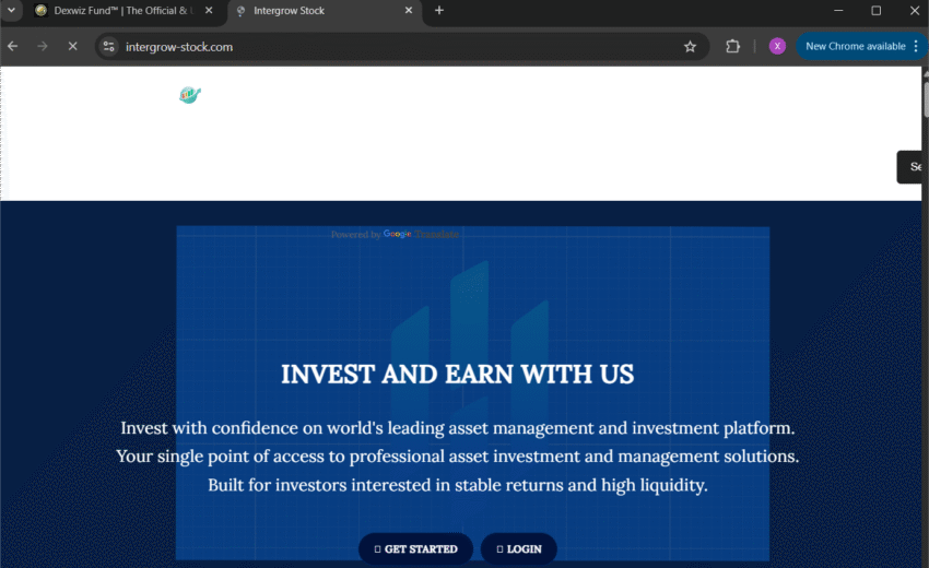 Intergrow-Stock.com Scam (2025) : A full Analysis